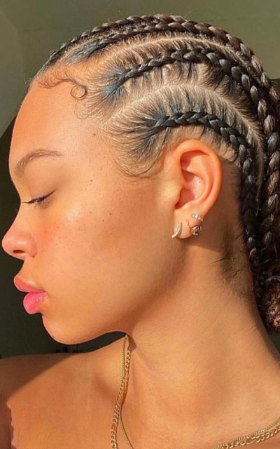 Cornrows protective style for relaxed hair