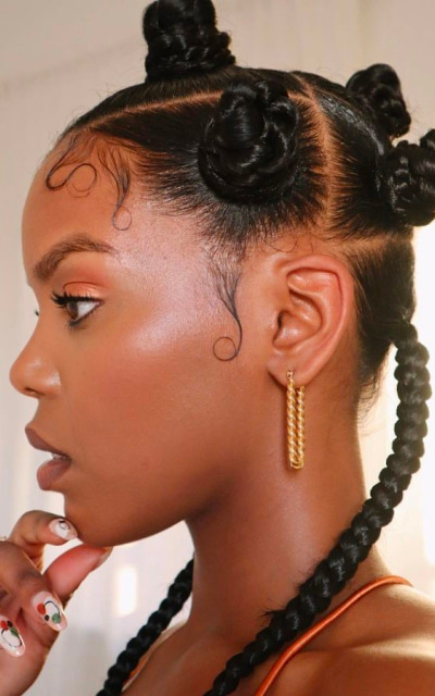 Bantu Knots protective style for relaxed hair
