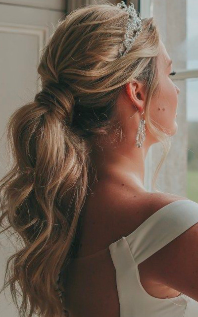 Chic Low Ponytail wedding hairstyle