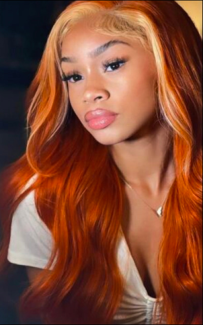 Ginger Hair with Face-Framing Highlights on black girl