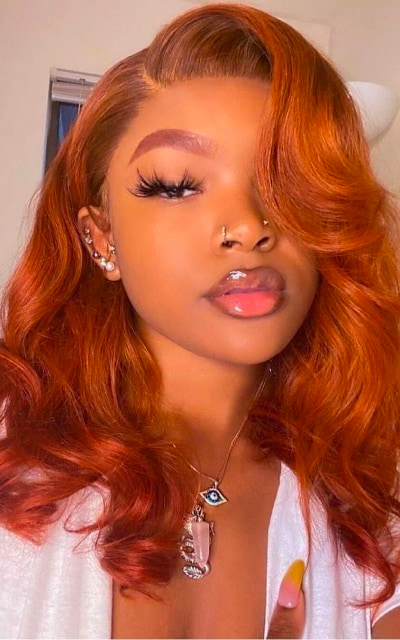 Ginger orange hair color on black girl