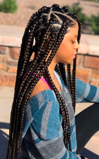 Jumbo-Sized Braids protective style for relaxed hair