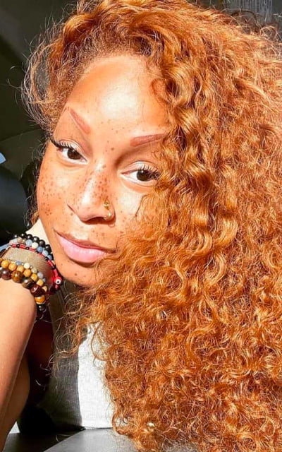 Light ginger hair color on black girl