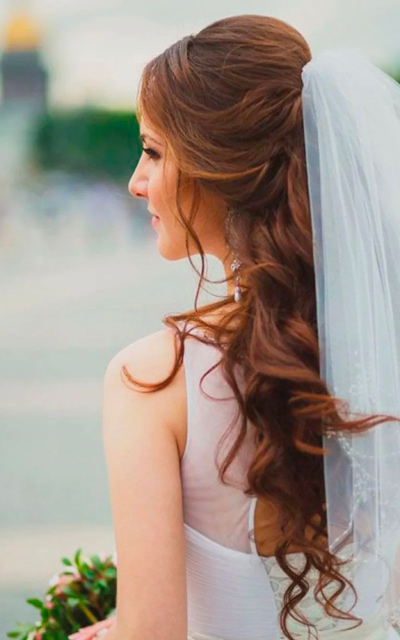 Long Hair with Sleek Waves wedding hairstyle