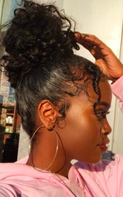 Loose Bun protective style for relaxed hair